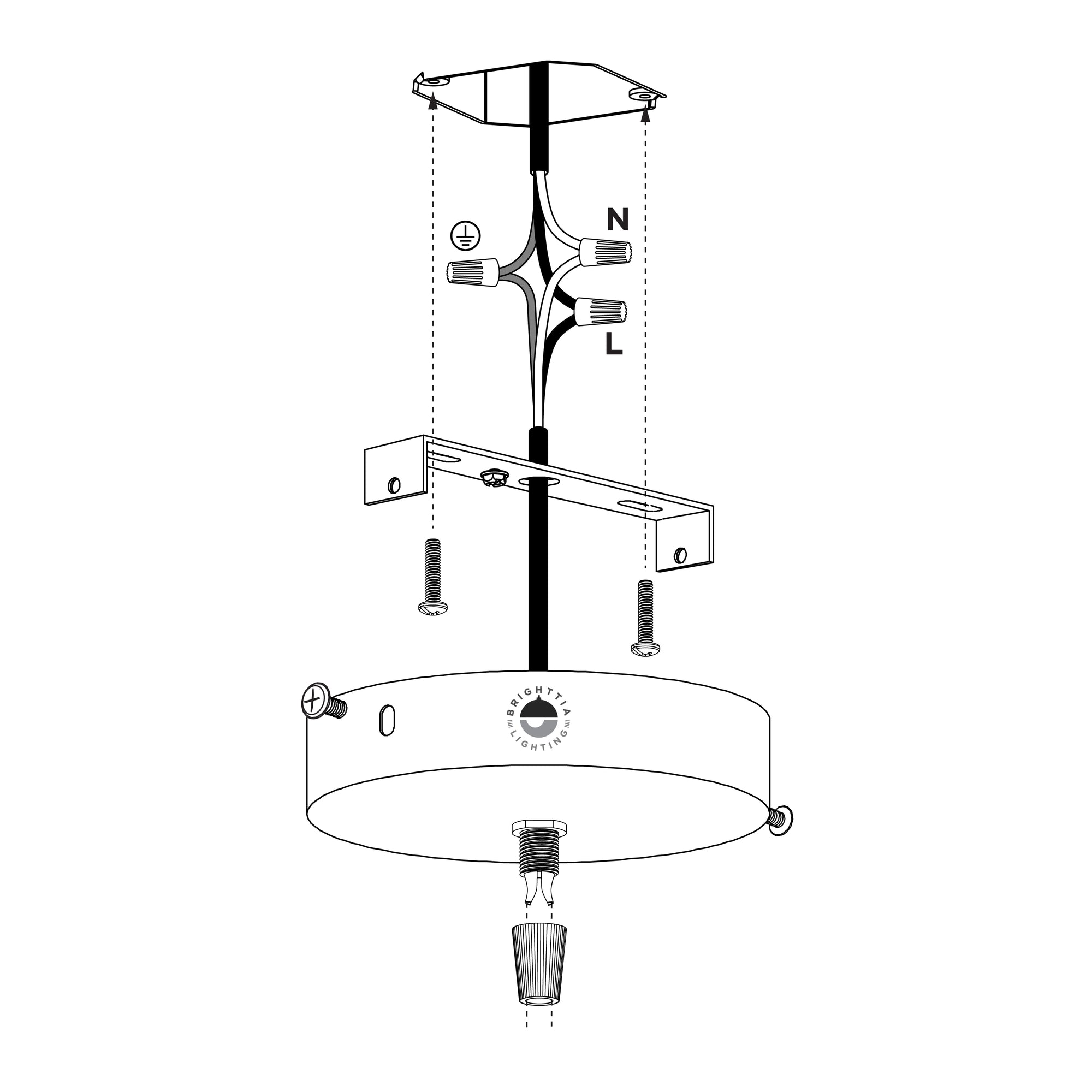 4.7in Canopy With Nylon Cord Grip Kit - 1-Port - White