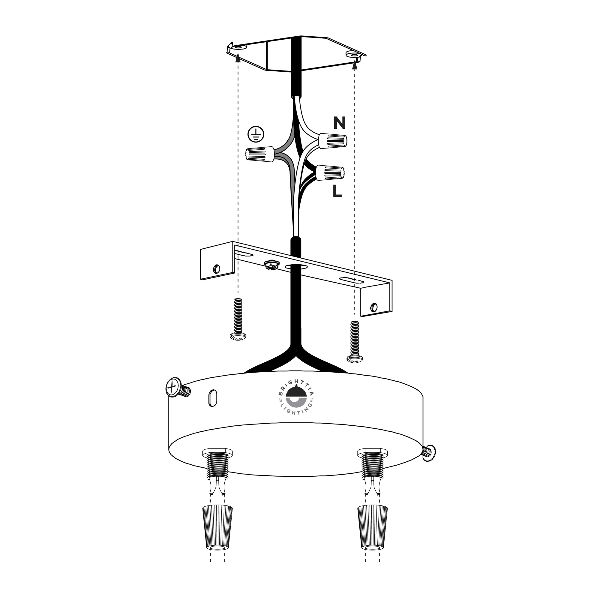 4.7in Canopy With Nylon Cord Grip Kit - 2-Ports - White