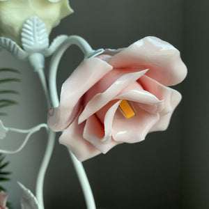 White Ceramic Rose Table Lamp - 2 Lights