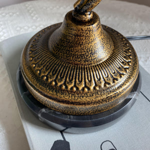 Antique Gold Sand Rose Flower Table Lamp With Marble Base - 1 Light