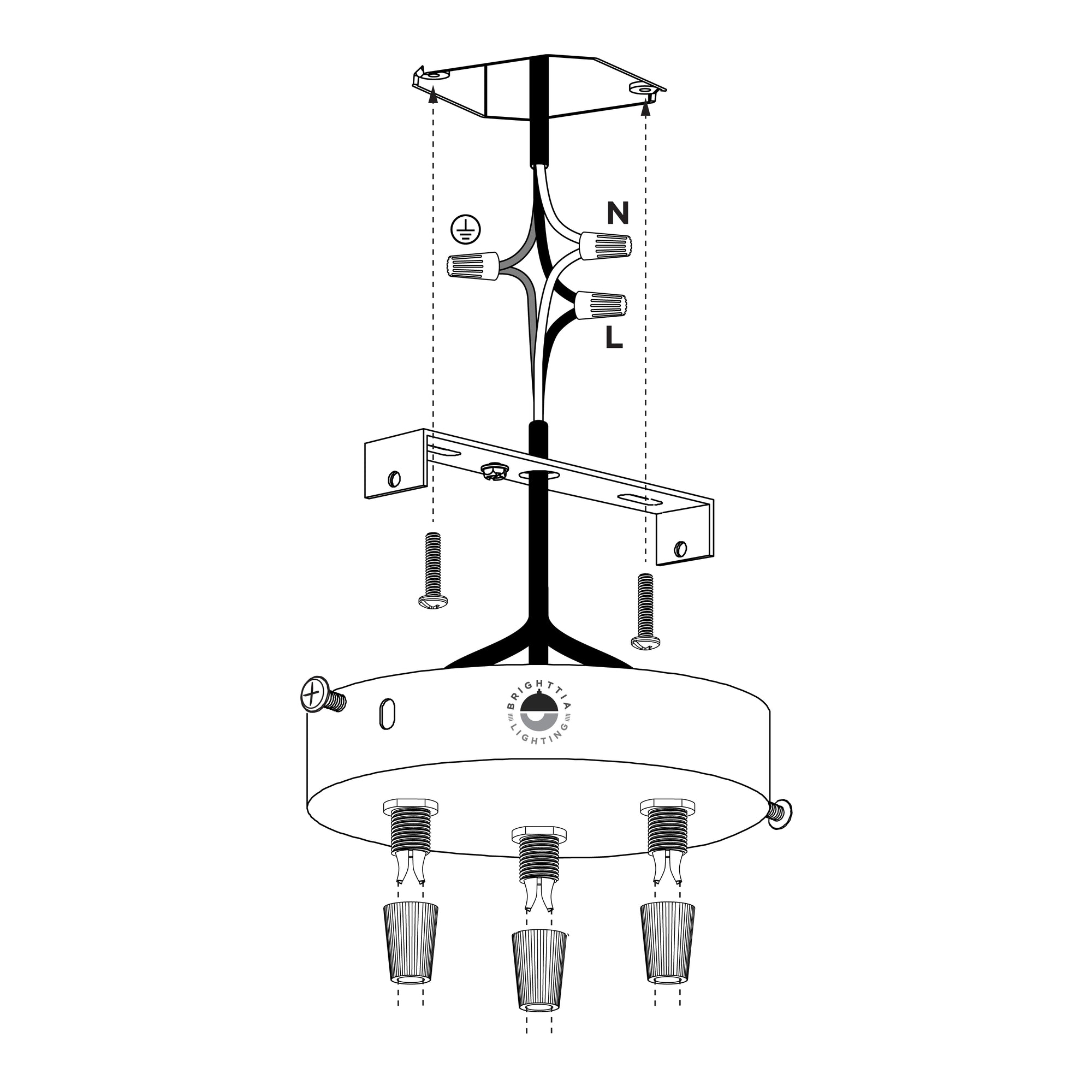 4.7in Canopy With Nylon Cord Grip Kit - 3-Ports - White