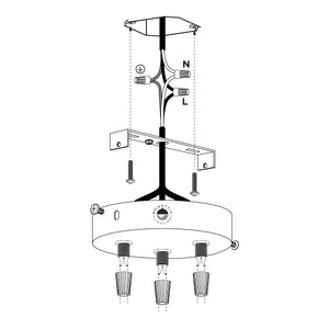 4.7in Canopy With Nylon Cord Grip Kit - 3-Ports - White