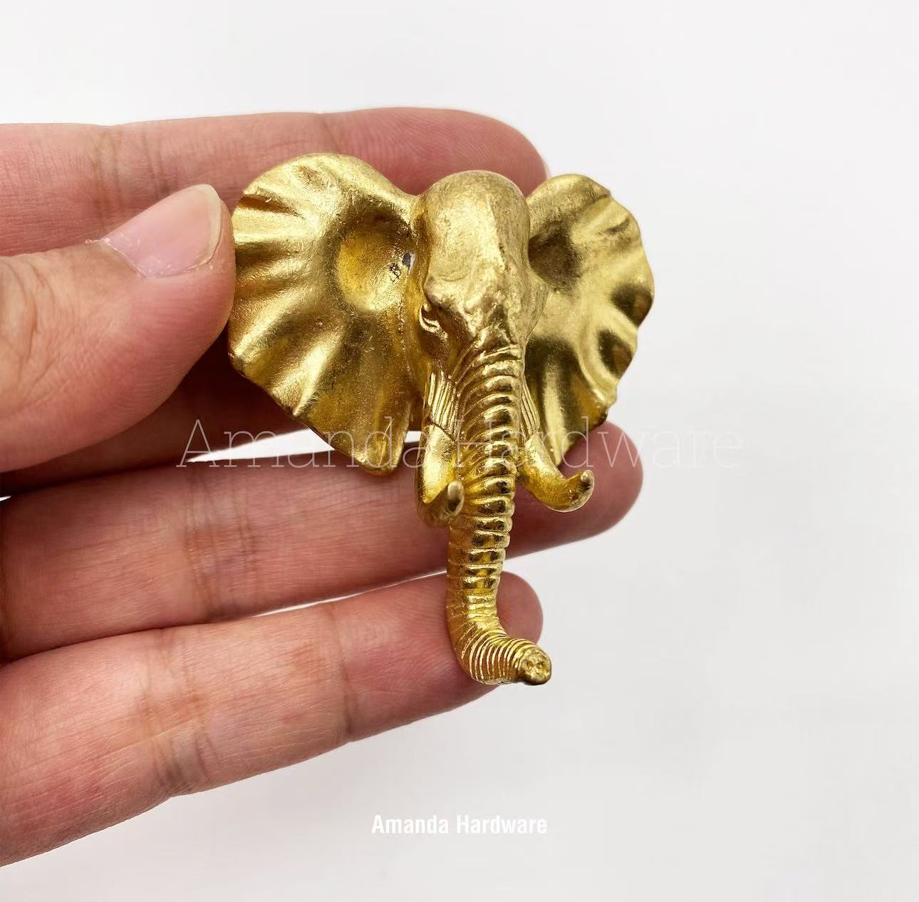 Brass Elephant Pull Knob - Wall Hook