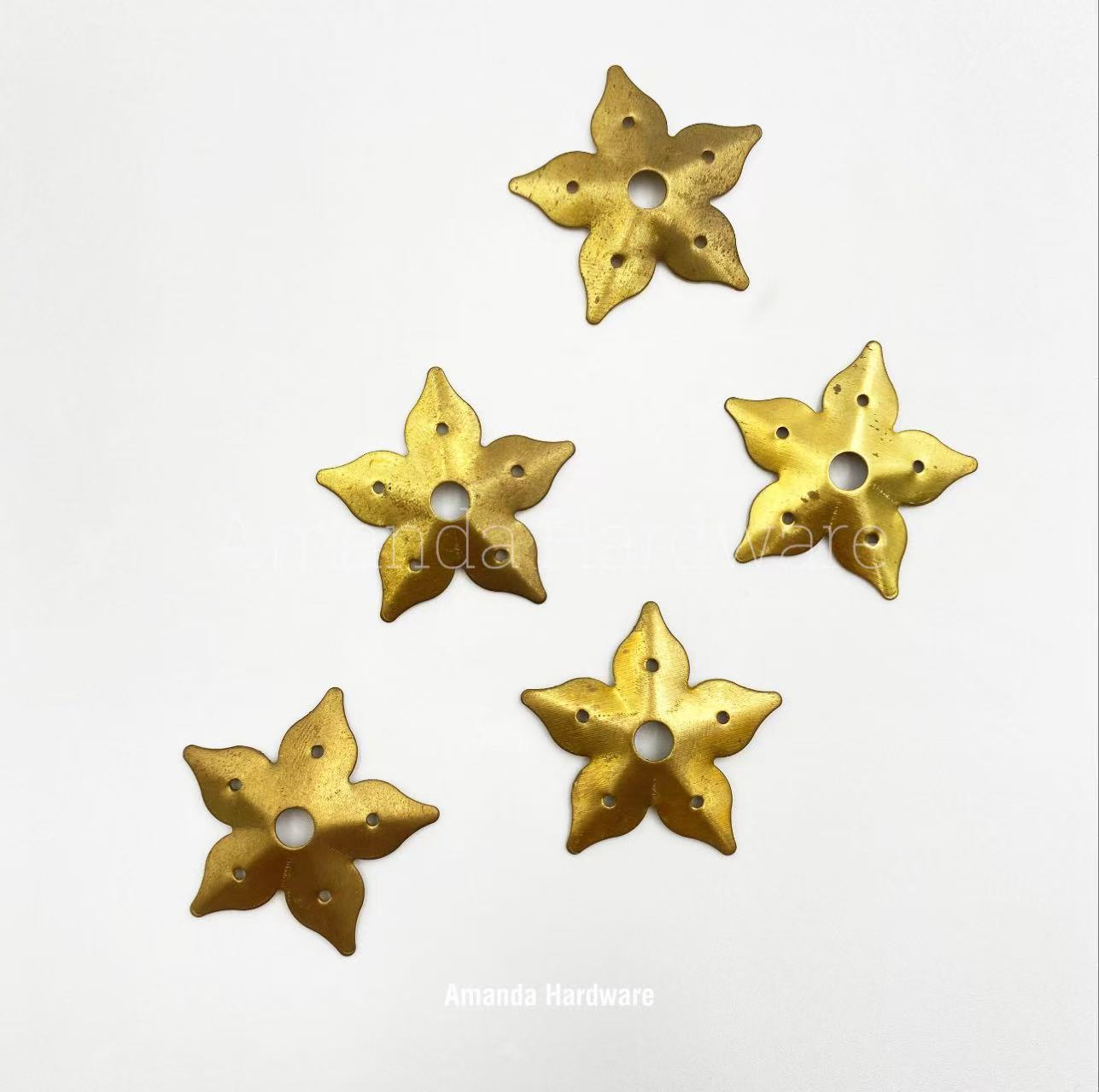Stamped Brass Mini Star Flower For Craft Projects - Set of 5