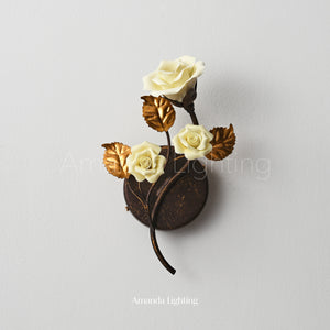 Ceramic Rose Flower Wall Sconce Light - Yellow