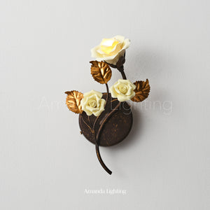Ceramic Rose Flower Wall Sconce Light - Yellow