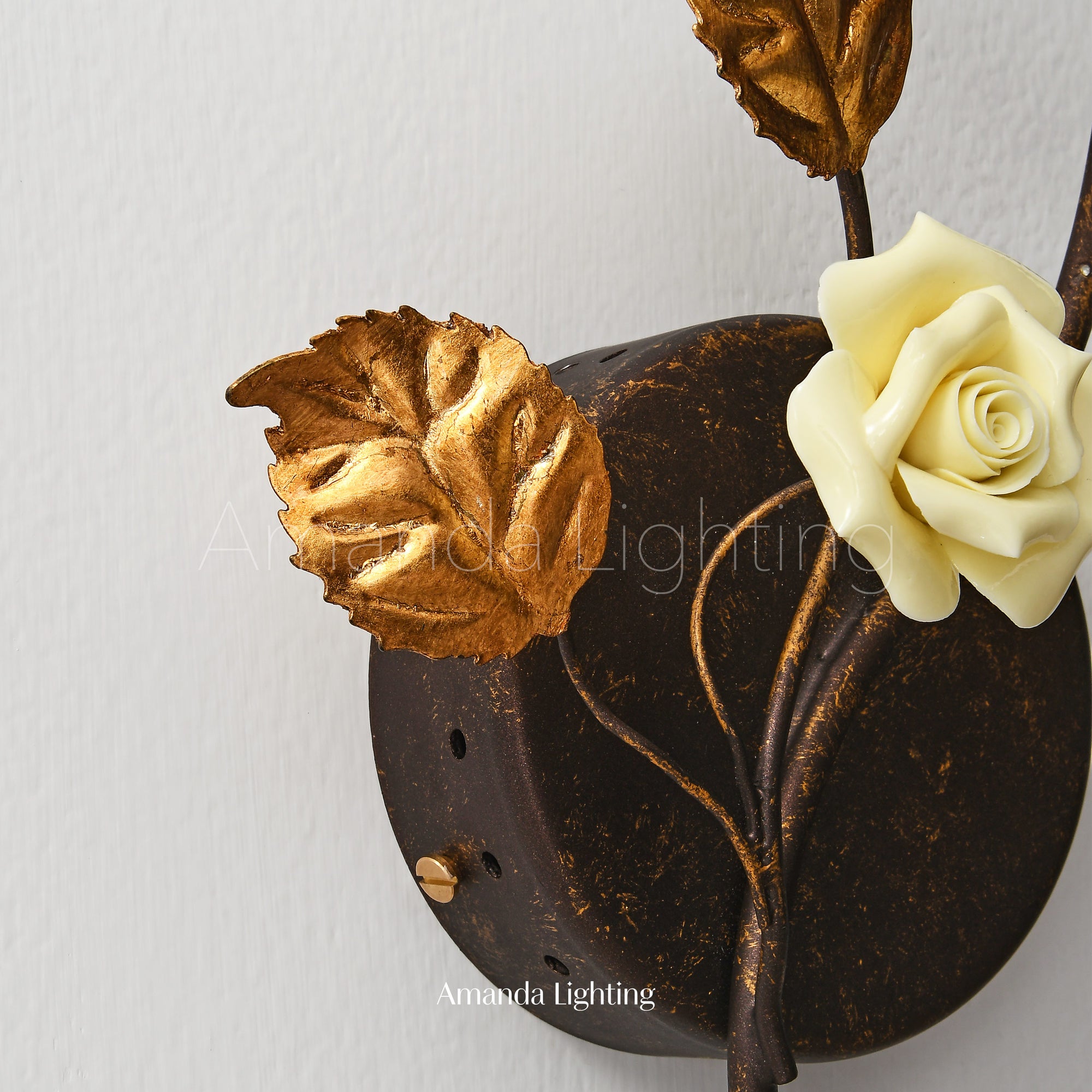 Ceramic Rose Flower Wall Sconce Light - Yellow