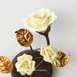 Ceramic Rose Flower Wall Sconce Light - Yellow