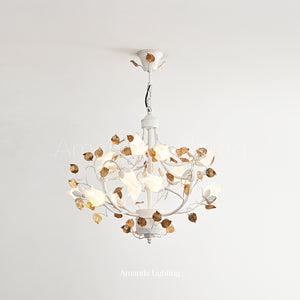 Art Deco White Tulip Flower Chandelier Lighting - 15 Lights