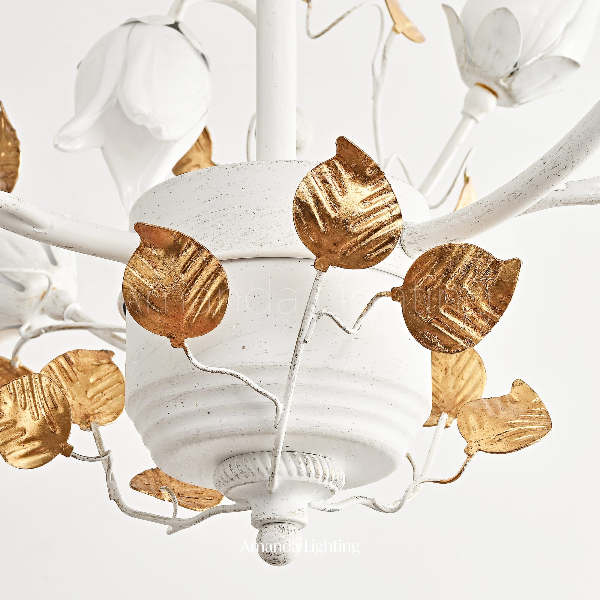 Art Deco White Tulip Flower Chandelier Lighting - 15 Lights