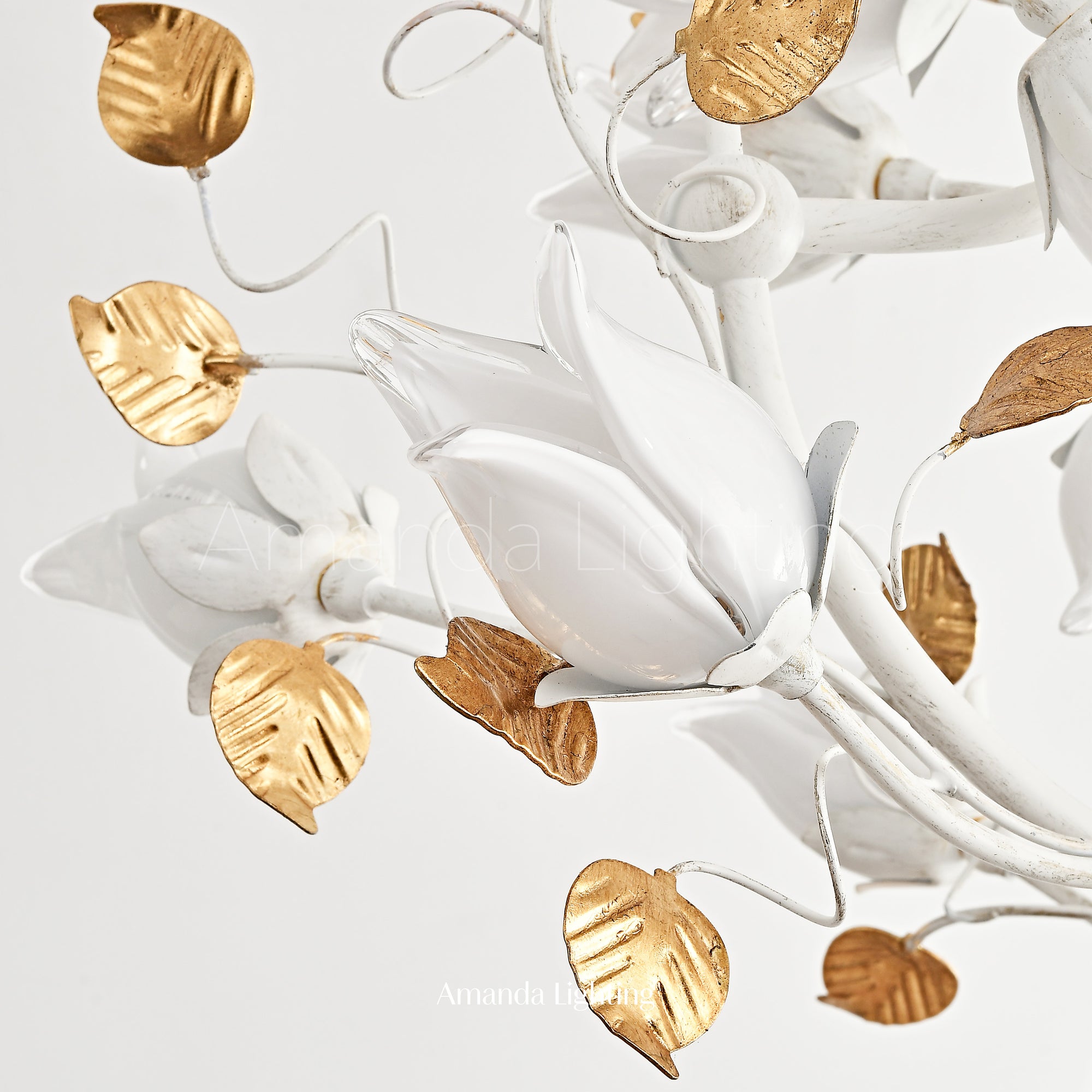 Art Deco White Tulip Flower Chandelier Lighting - 15 Lights