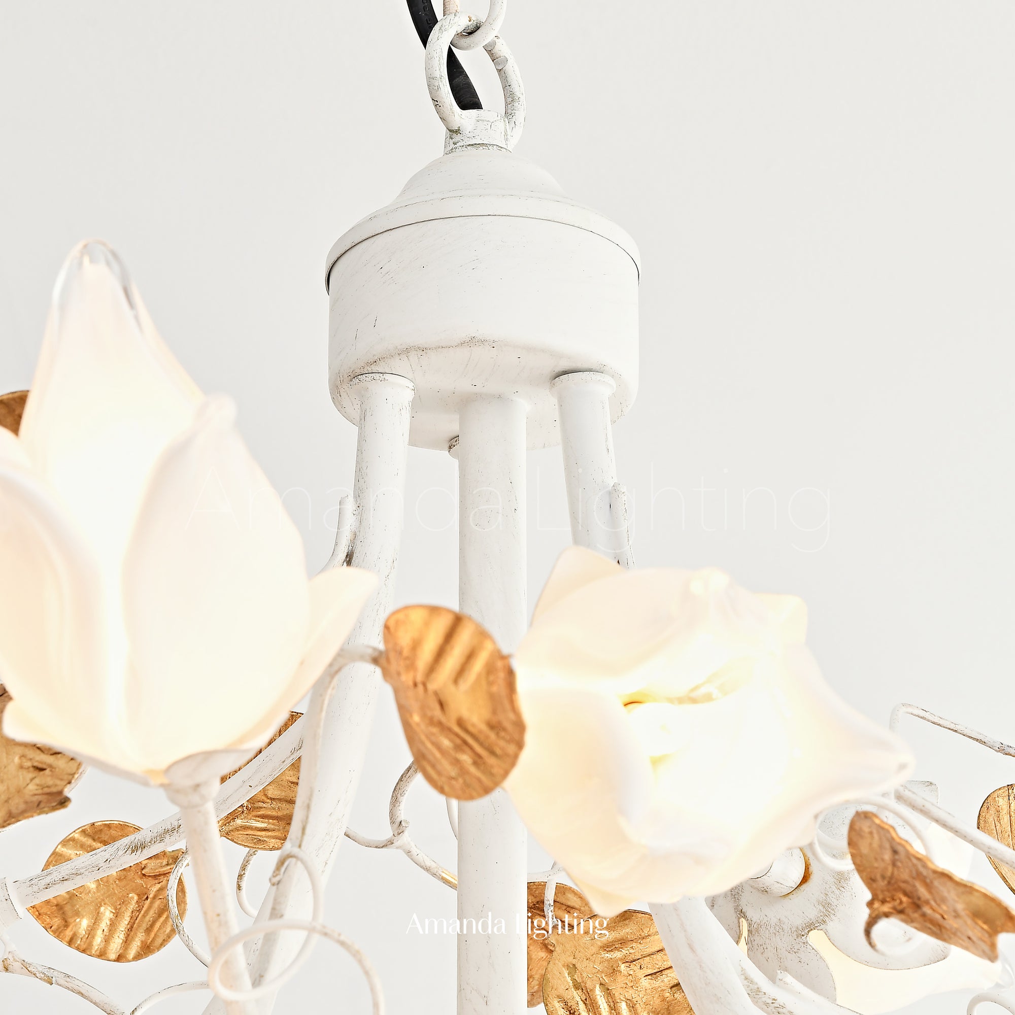 Art Deco White Tulip Flower Chandelier Lighting - 15 Lights