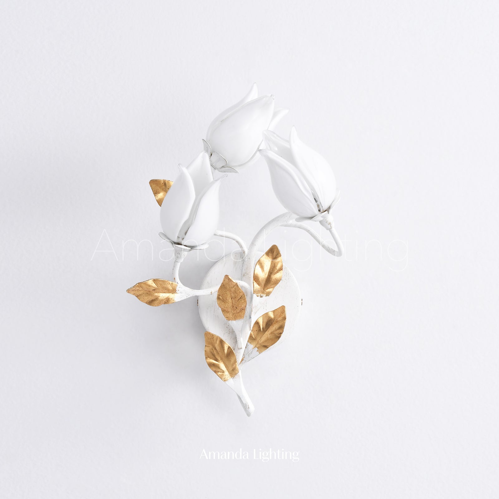 Art Deco White Tulip Flower Wall Sconce - 3 Lights