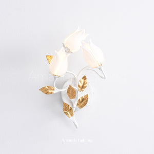 Art Deco White Tulip Flower Wall Sconce - 3 Lights