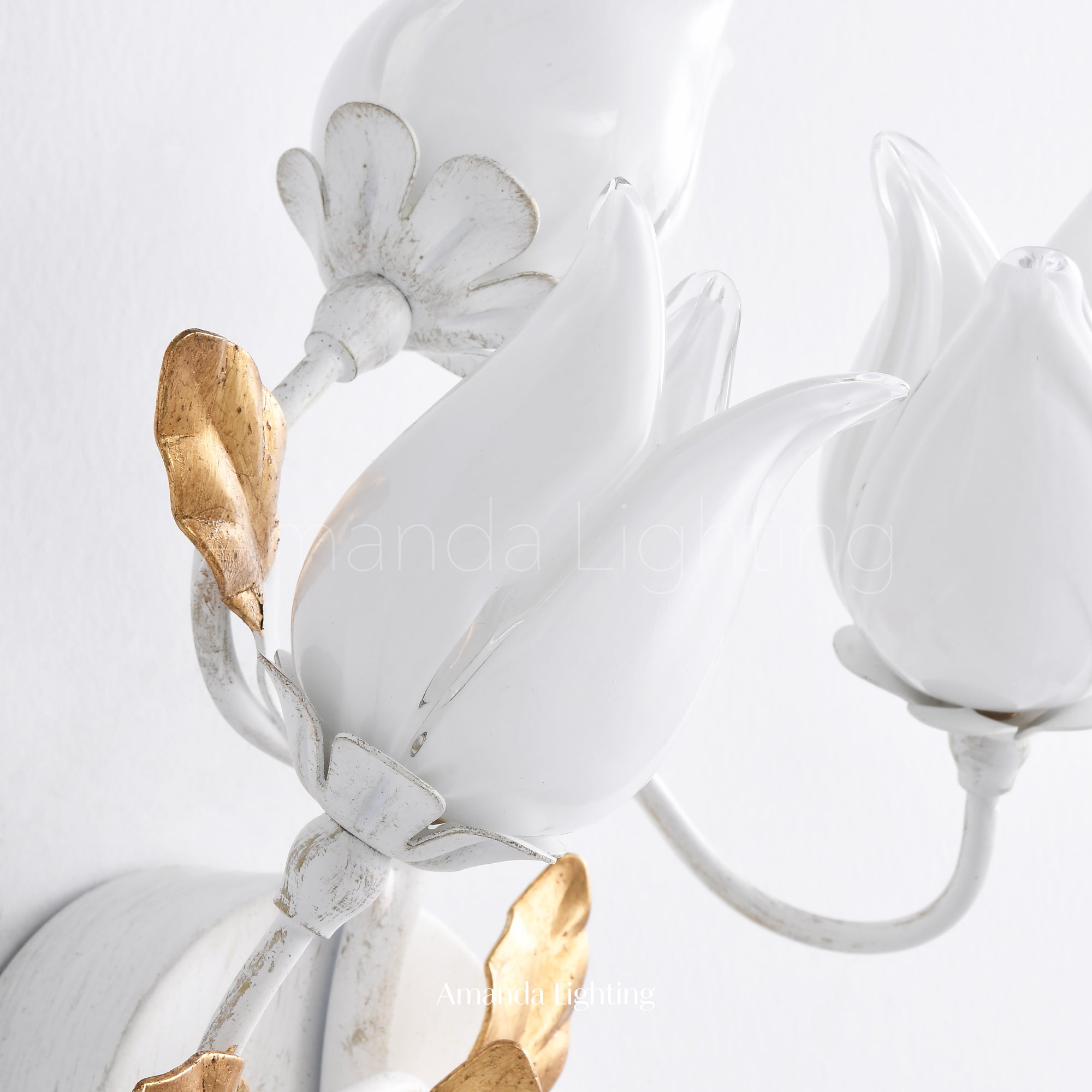 Art Deco White Tulip Flower Wall Sconce - 3 Lights