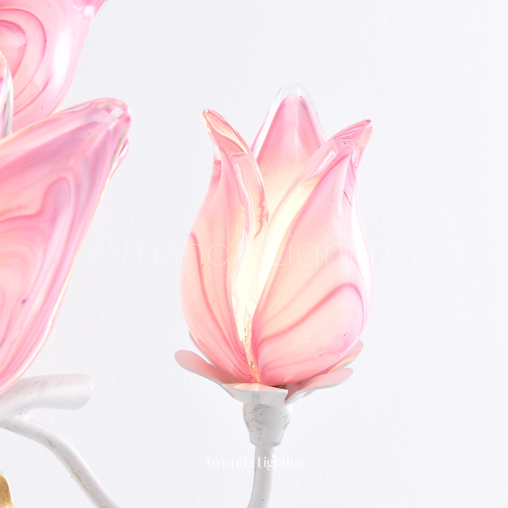 Art Deco Purplish Pink Tulip Flower Wall Sconce - 3 Lights