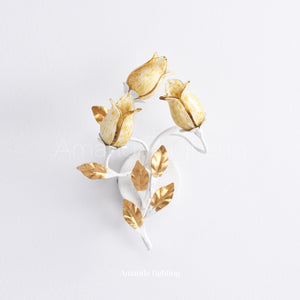 Art Deco Yellow Tulip Flower Wall Sconce - 3 Lights