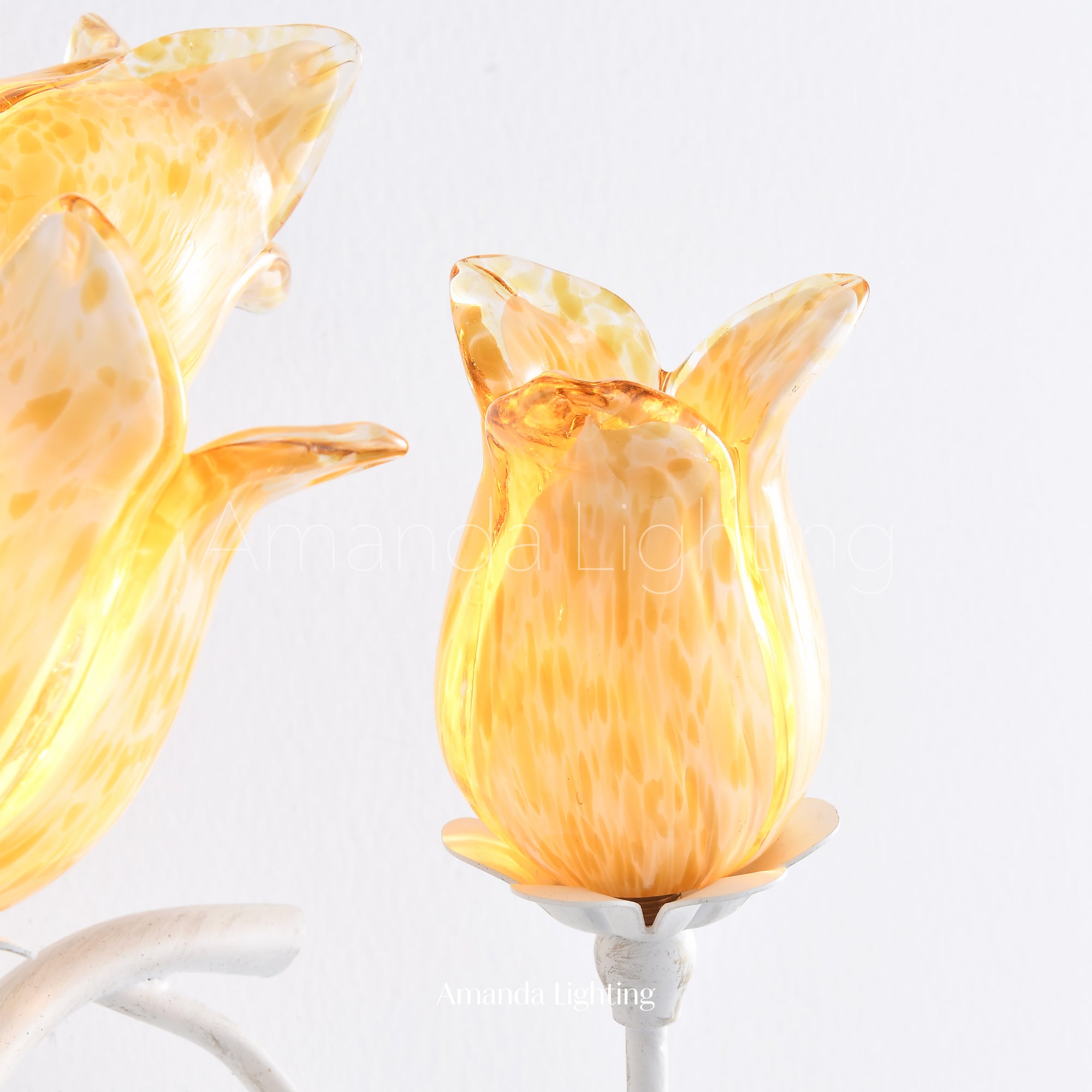 Art Deco Yellow Tulip Flower Wall Sconce - 3 Lights