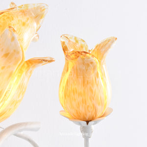 Art Deco Yellow Tulip Flower Wall Sconce - 3 Lights