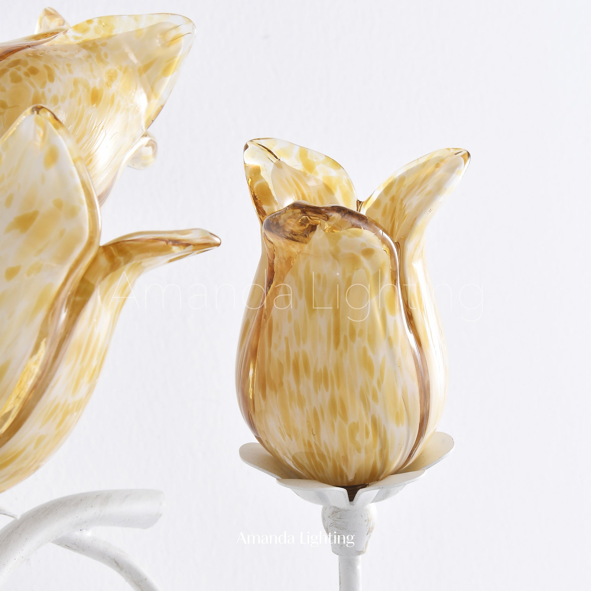 Art Deco Yellow Tulip Flower Wall Sconce - 3 Lights