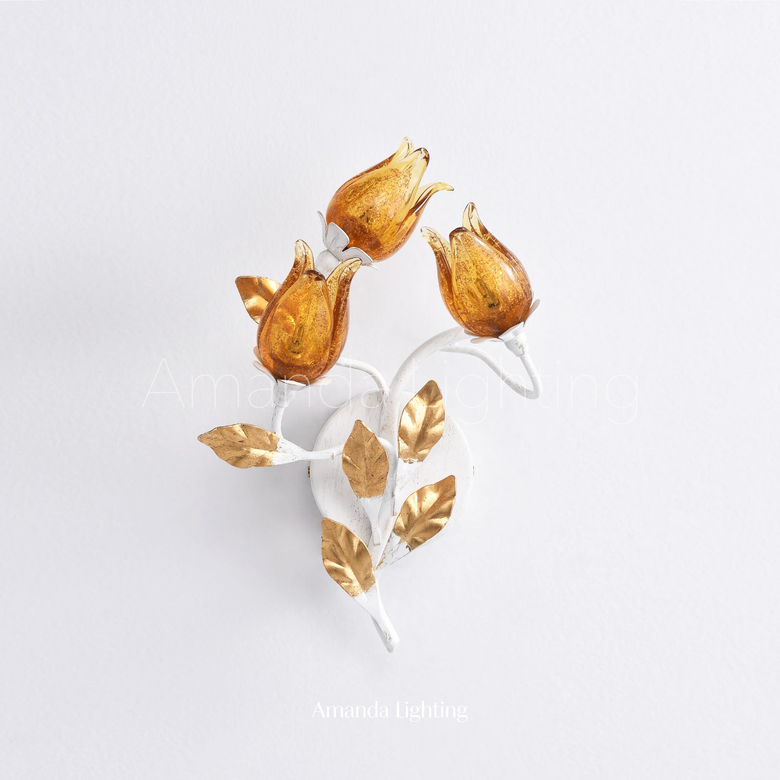 Art Deco Gold Sand Tulip Flower Wall Sconce - 3 Lights