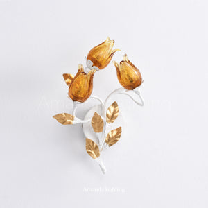 Art Deco Gold Sand Tulip Flower Wall Sconce - 3 Lights