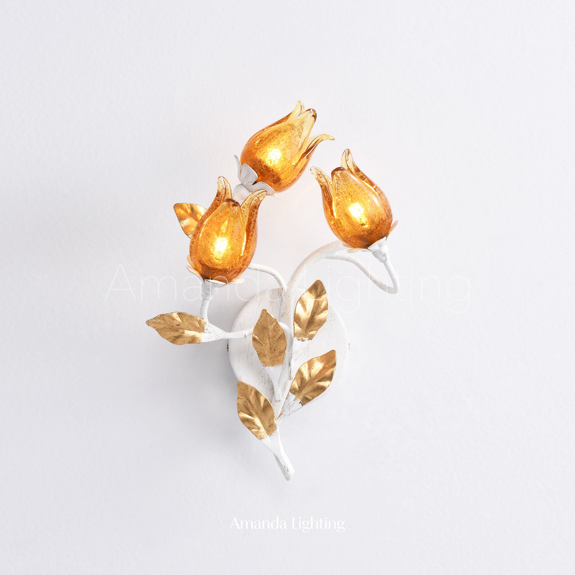 Art Deco Gold Sand Tulip Flower Wall Sconce - 3 Lights