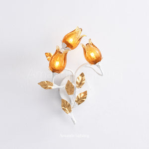Art Deco Gold Sand Tulip Flower Wall Sconce - 3 Lights