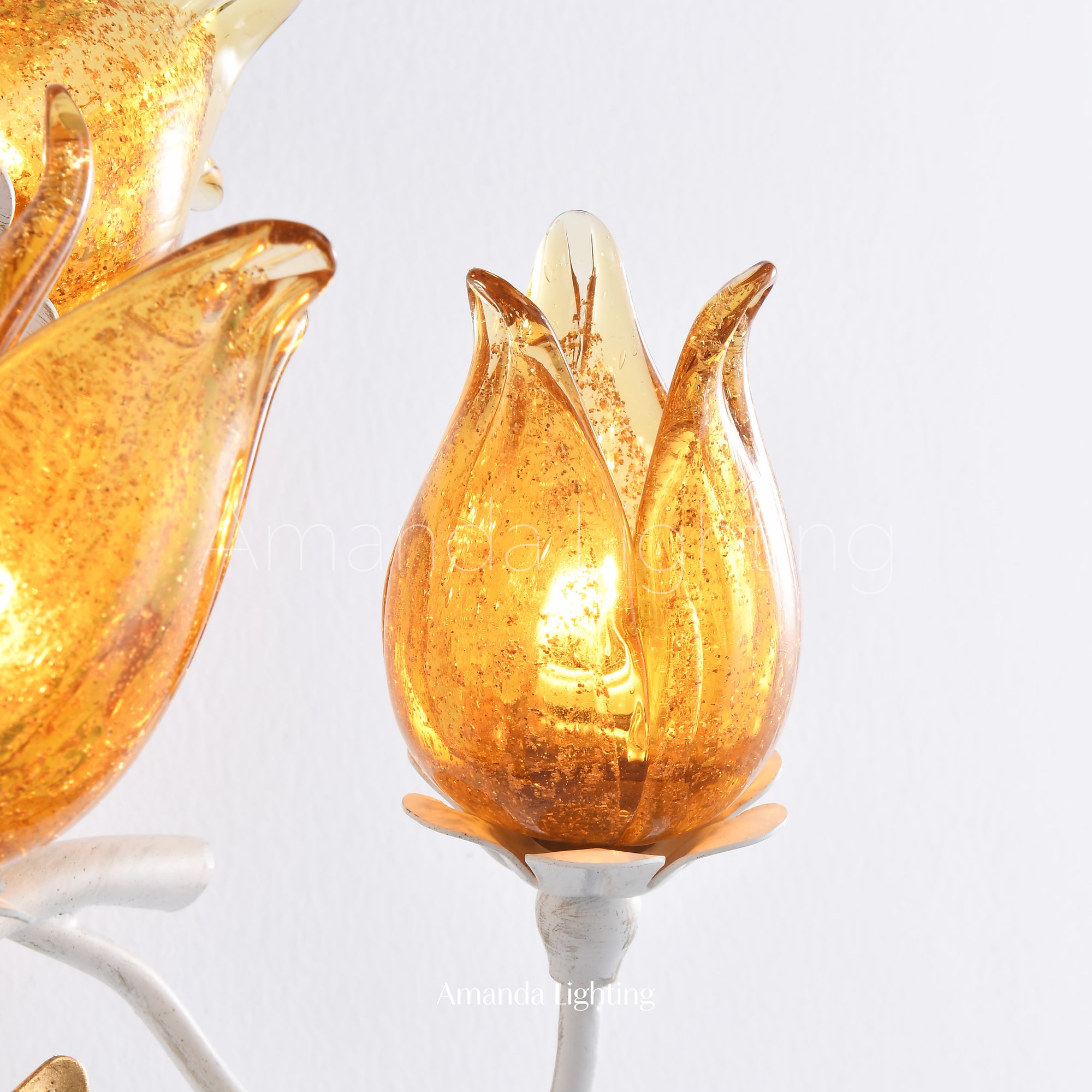 Art Deco Gold Sand Tulip Flower Wall Sconce - 3 Lights