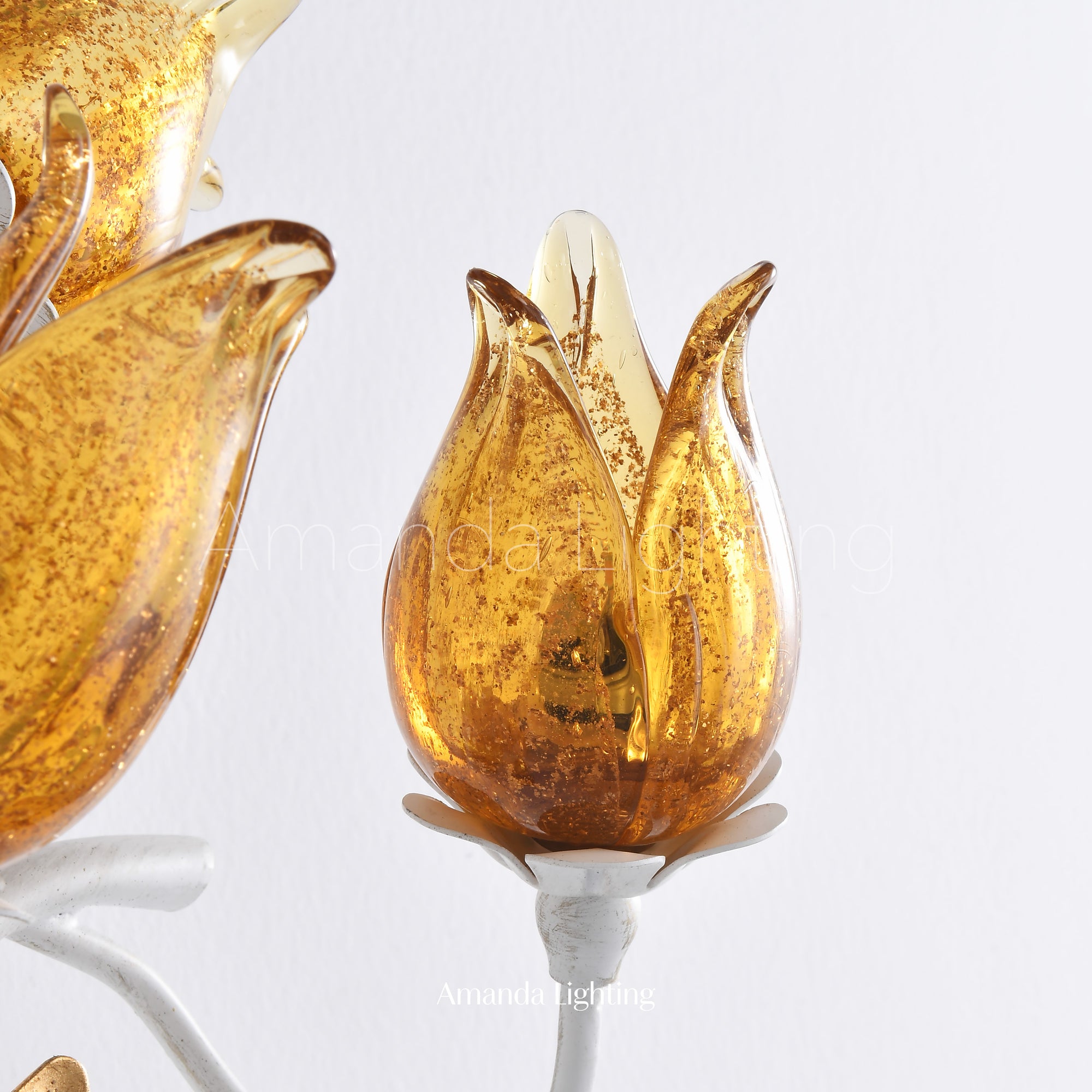 Art Deco Gold Sand Tulip Flower Wall Sconce - 3 Lights