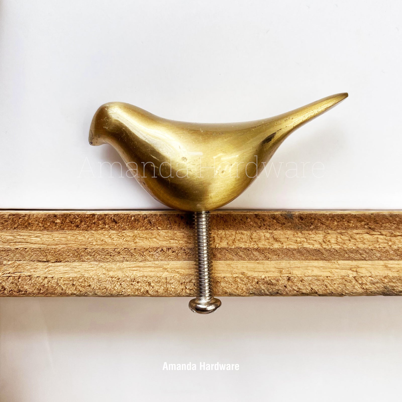 Abstract Bird Brass Pull Knob