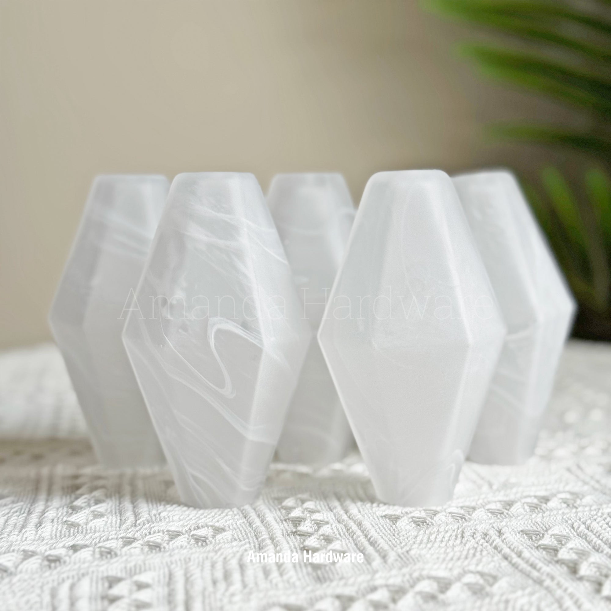 Alabaster Polyhedra Glass Droplet