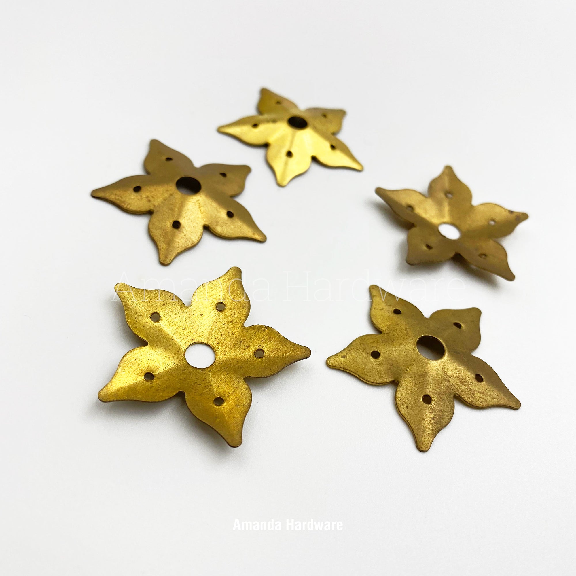 BrassnStamped Star Flower For Craft Projects - Set of 5