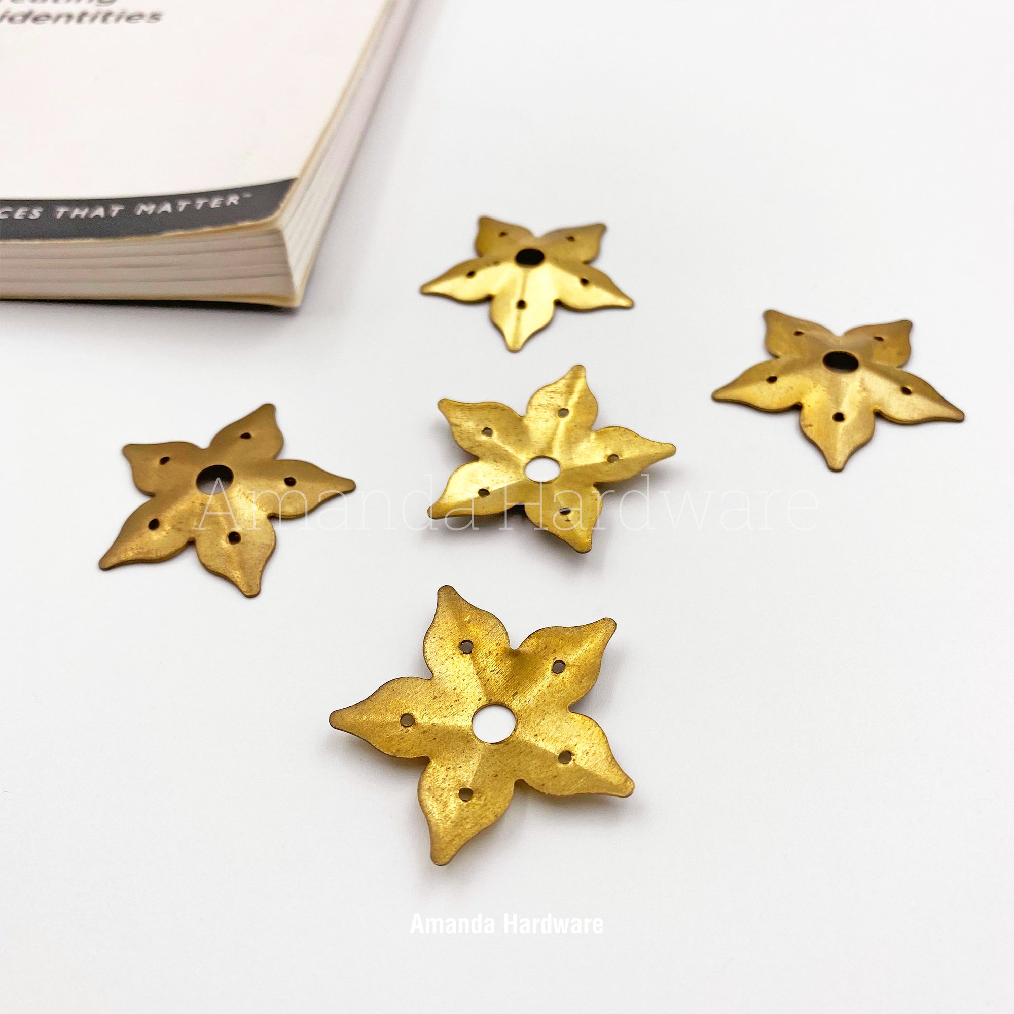 BrassnStamped Star Flower For Craft Projects - Set of 5