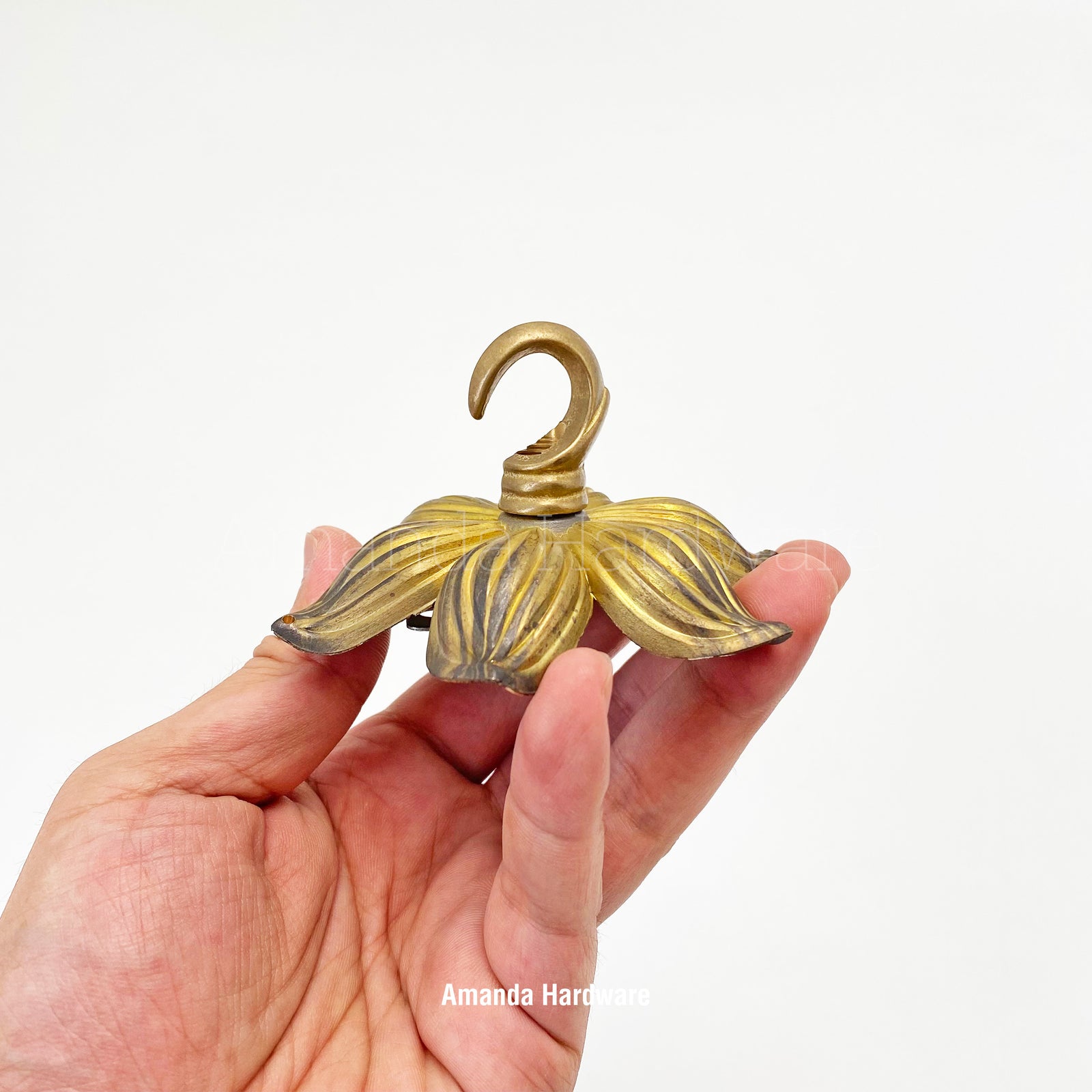 Brass Lotus Hook - 3.7in
