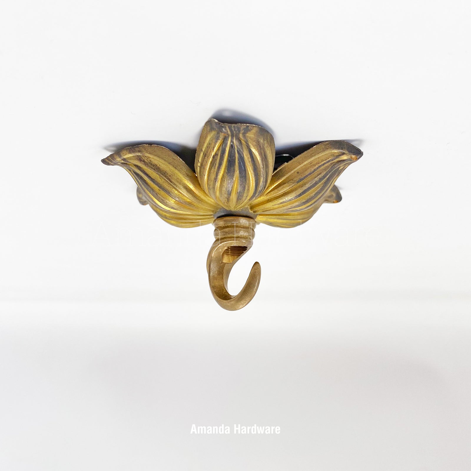 Brass Lotus Hook - 3.7in