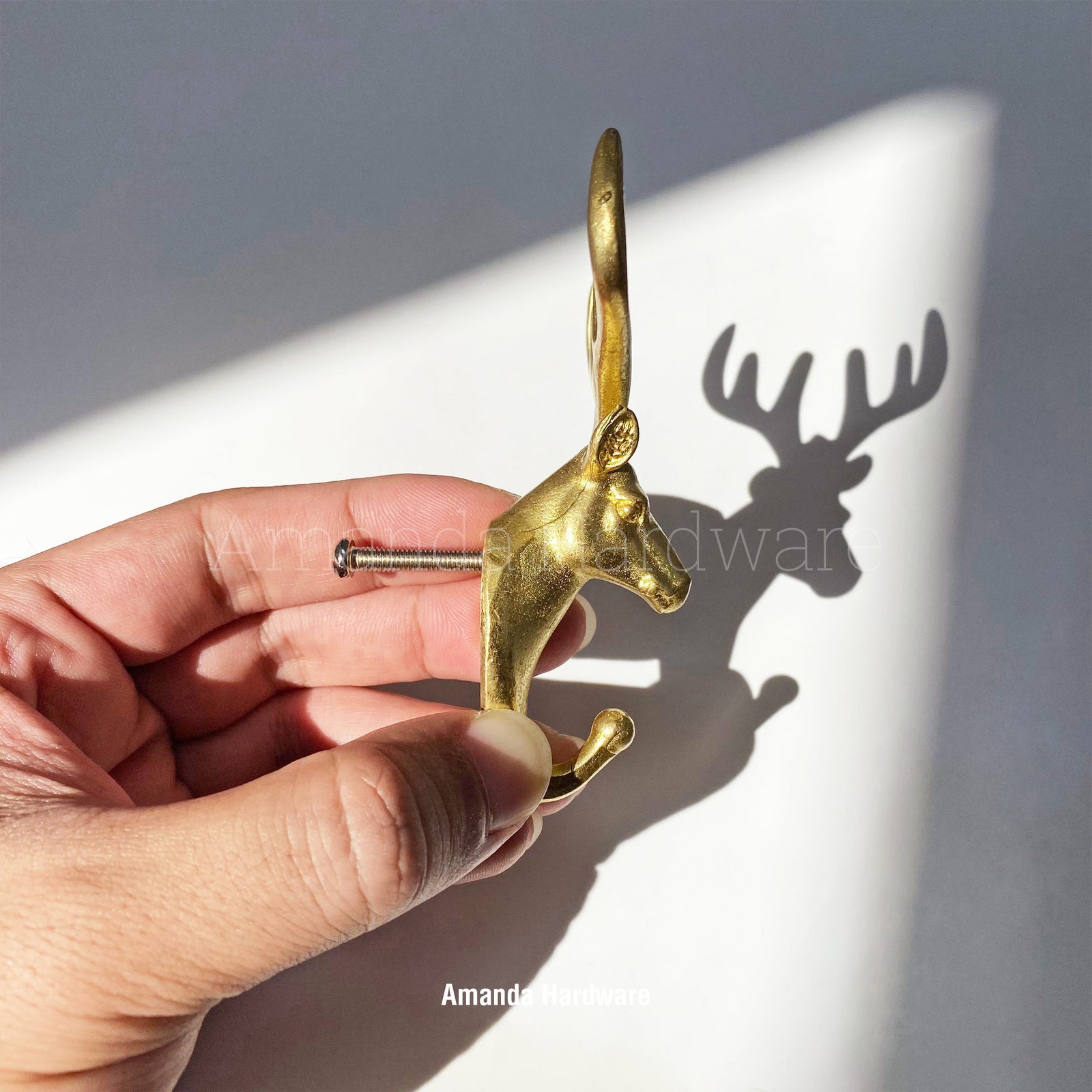 Brass Deer Pull Knob - Wall Hook
