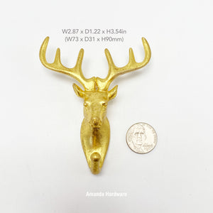 Brass Deer Pull Knob - Wall Hook