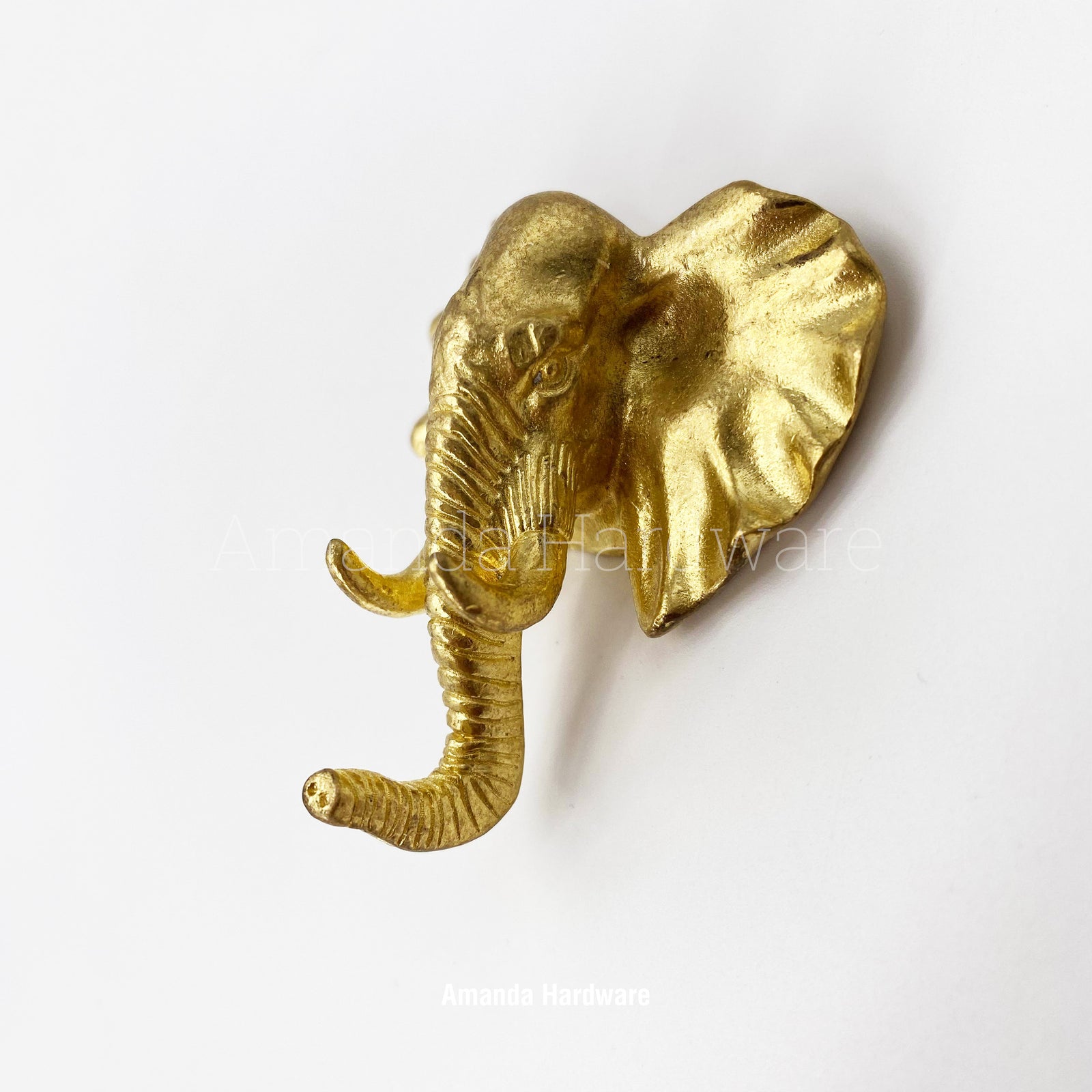Brass Elephant Pull Knob - Wall Hook