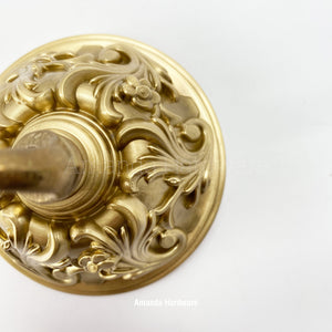 Brass Dome Canopy Hook With Floral Relief - 4.06in