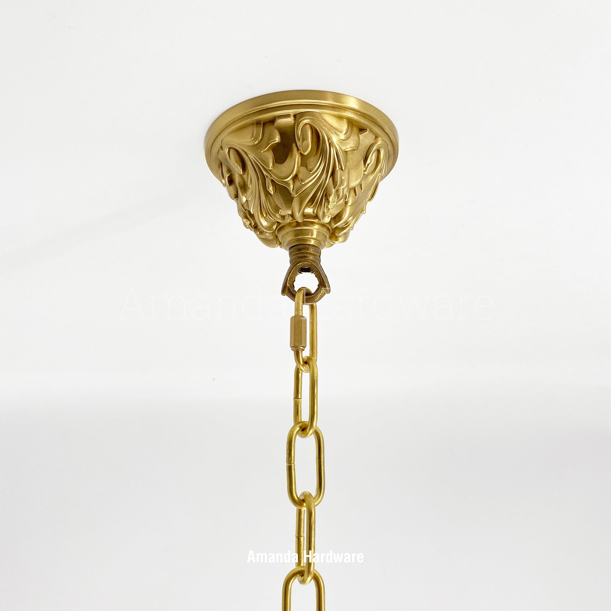 Brass Dome Canopy Hook With Floral Relief - 4.06in