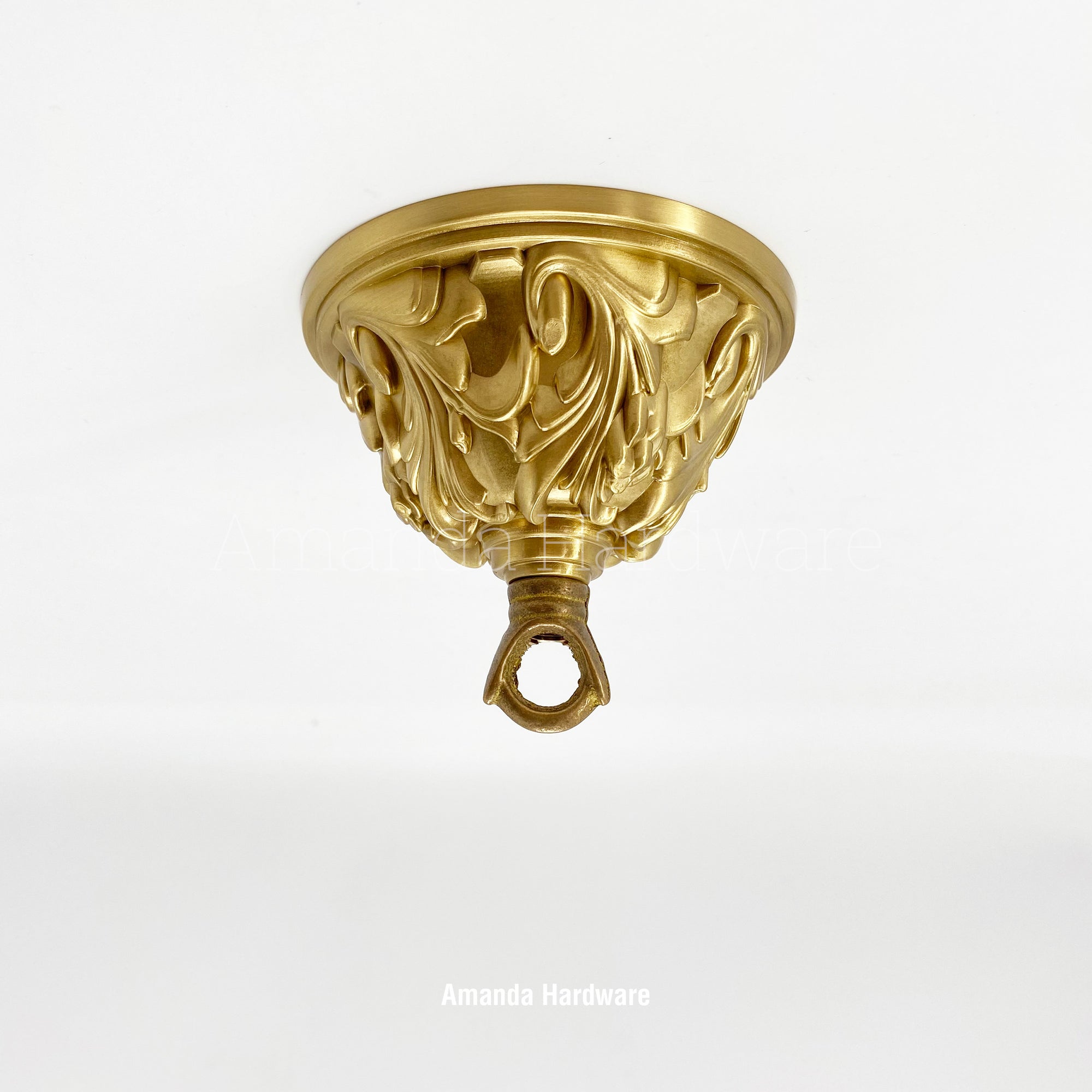 Brass Dome Canopy Hook With Floral Relief - 4.06in