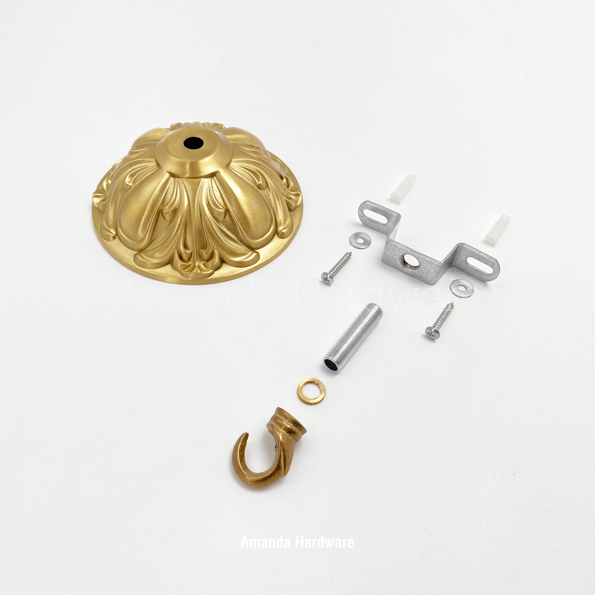 Brass Floral Dome Hook - 4.72in