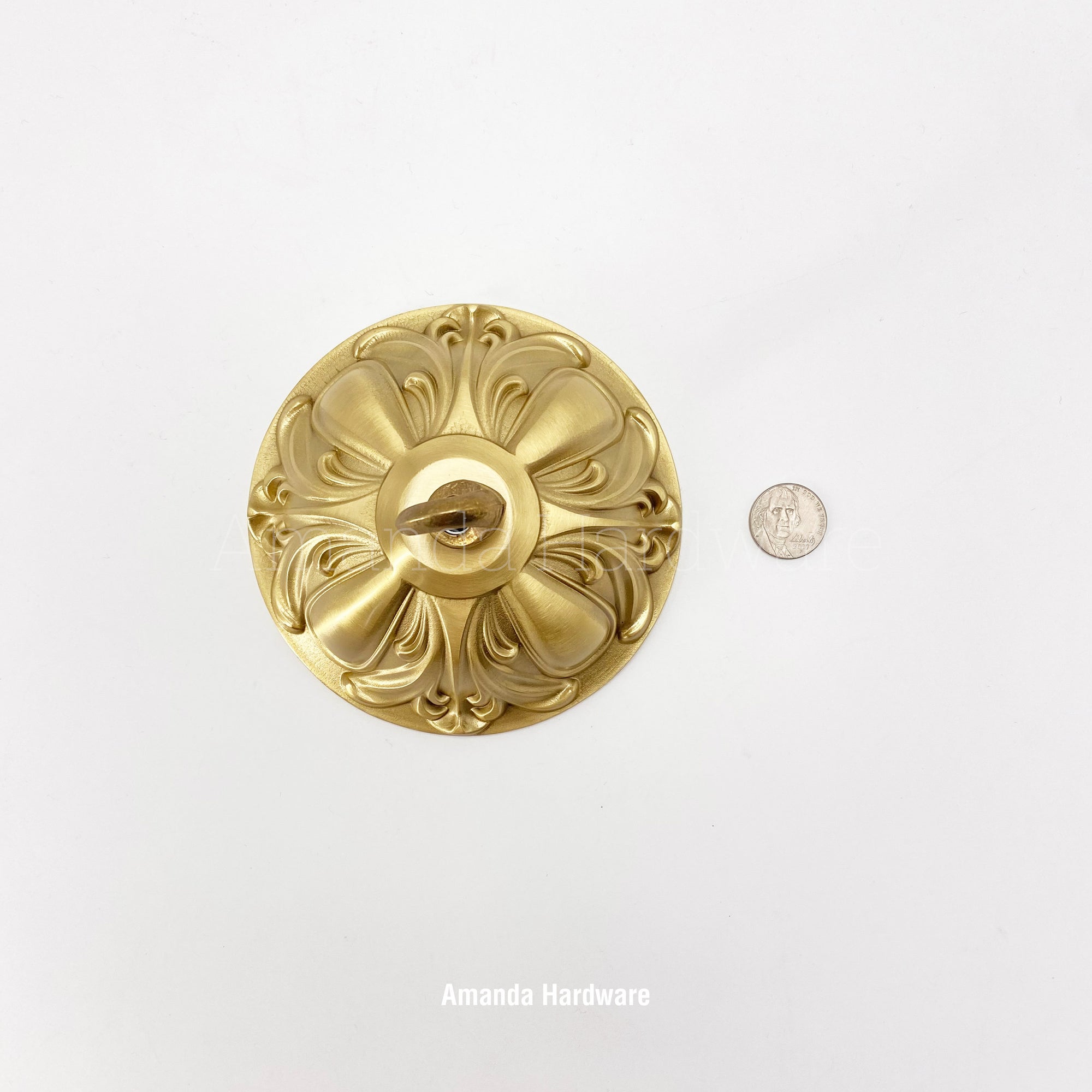 Brass Floral Dome Hook - 4.72in