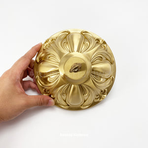 Brass Dome Canopy Hook With Floral Relief - 7.17in