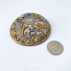 Round Floral Relief Brass Hook - 3in