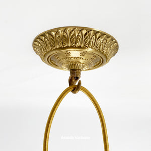 Brass Canopy Hook With Floral Relief - 4.72in