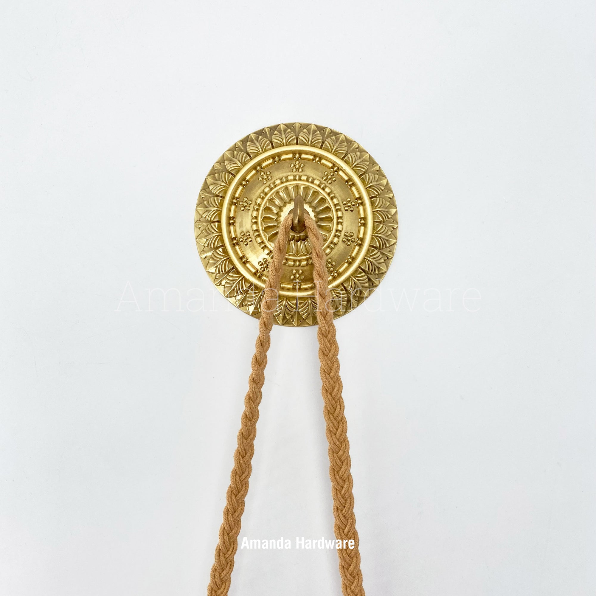 Brass Canopy Hook With Floral Relief - 5.91in