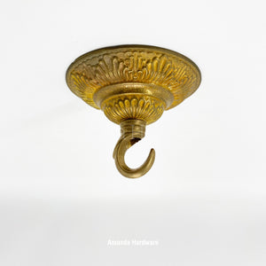 Brass Flower Cap Hook - 3.15in