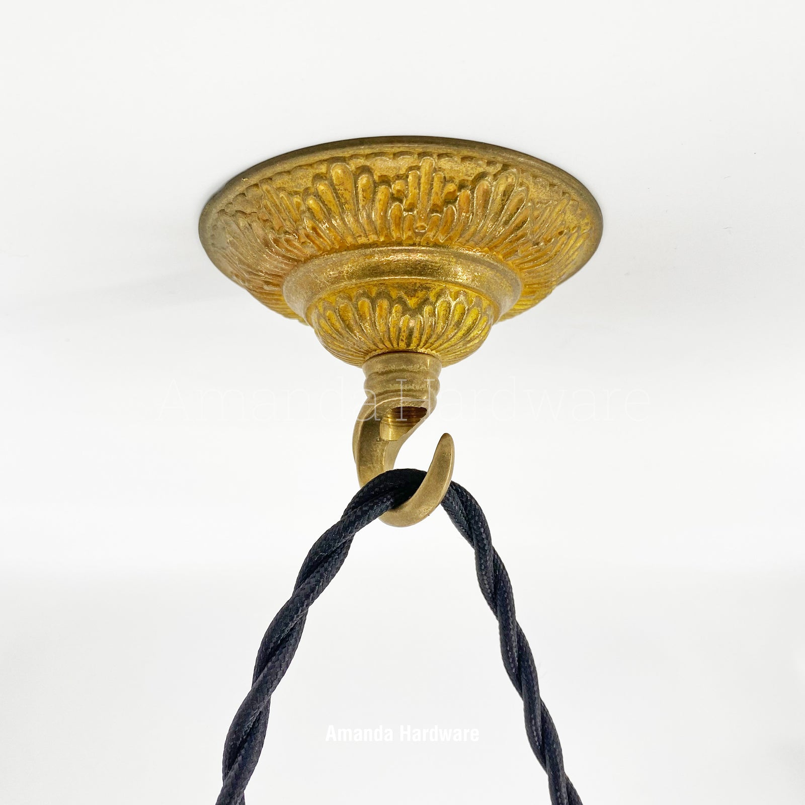 Brass Flower Cap Hook - 3.15in